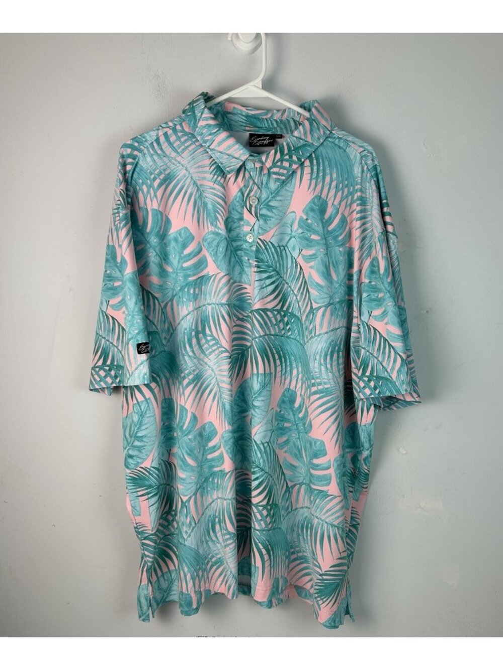 Sunday Swagger Polo Shirt Mens 3xl Pink Tropical Leaf The Keys Golf Performance